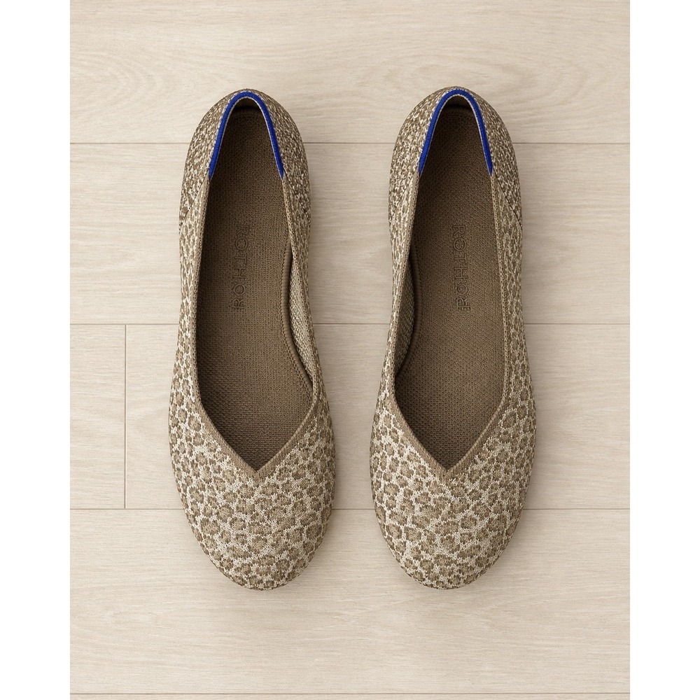 Rothy's The Flat Driftwood Spot Leopard Animal Print W 10.5 EU 41.5